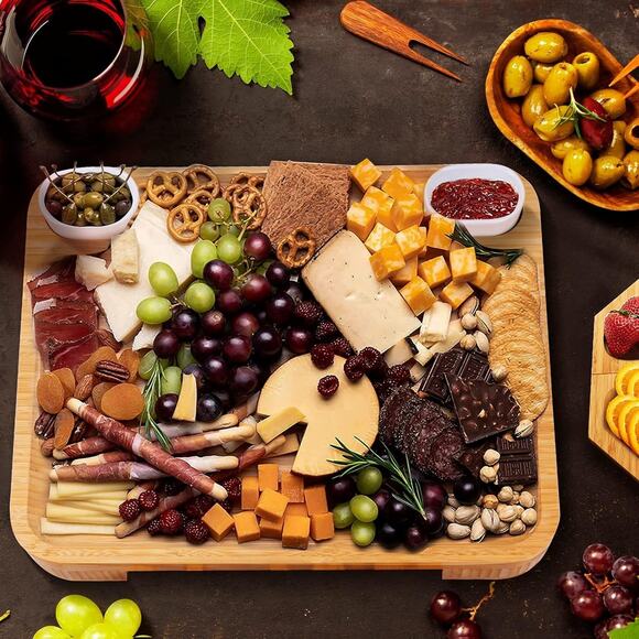 Large Charcuterie Cheese Board and Knife Set, 3 Drawers Kitchen Charcuterie Plat - Picture 6 of 6